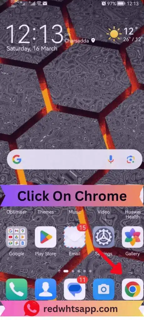 Click on Chrome for downloading WhatsApp red