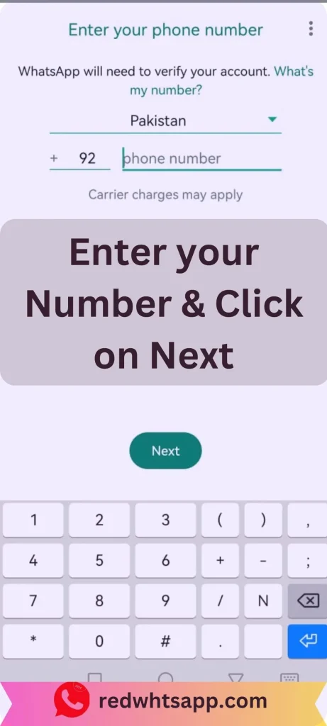 Enter your number and click on "Next"